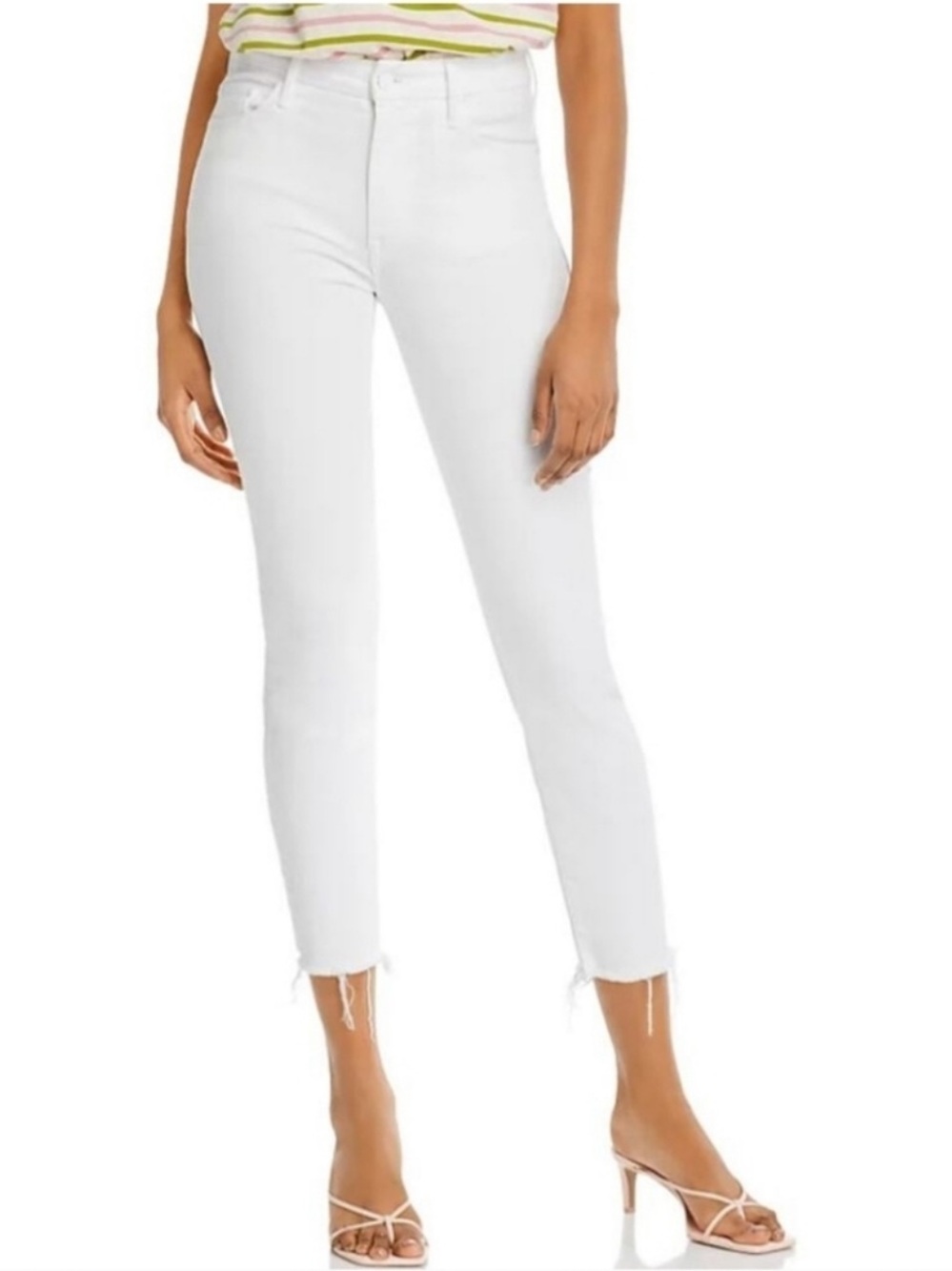 Mother High-Waisted Looker Ankle Fray Skinny Raw Hem Jeans Size 28 - Picture 4 of 10